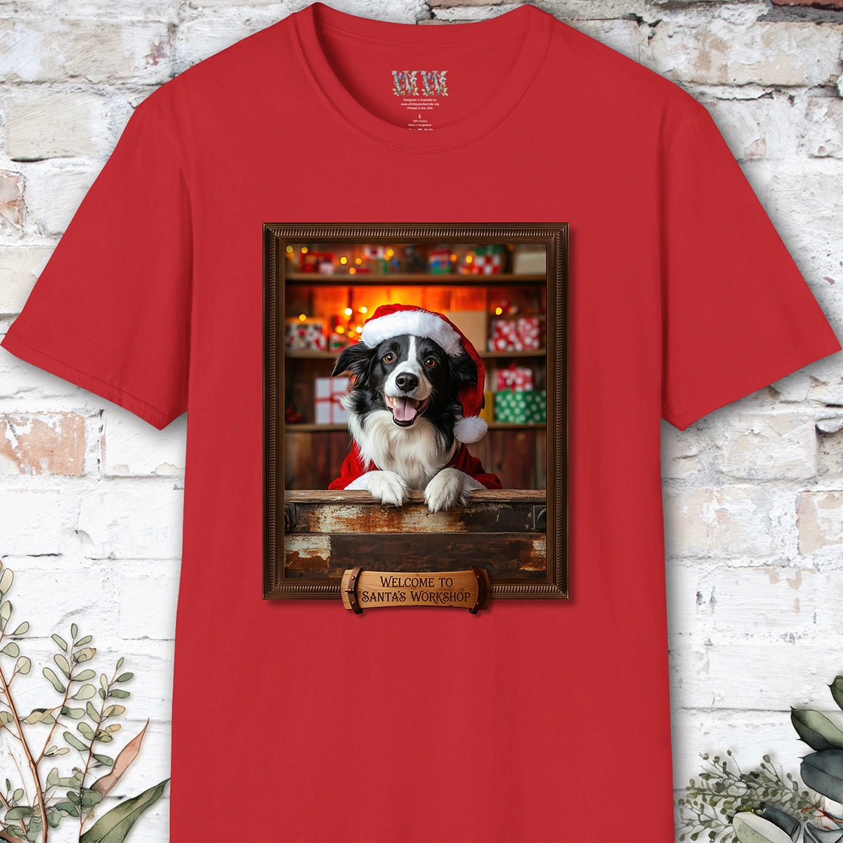Border Collie Santa's Workshop Unisex T shirt