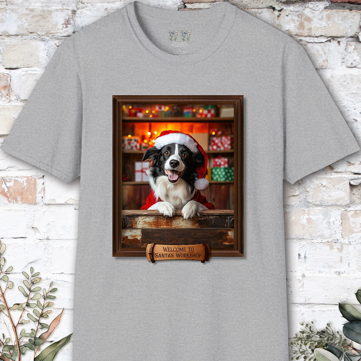 Border Collie Santa's Workshop Unisex T shirt