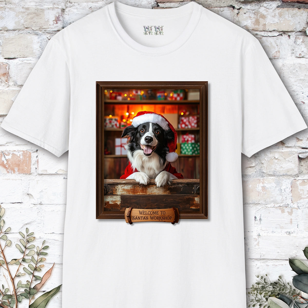 Border Collie Santa's Workshop Unisex T shirt
