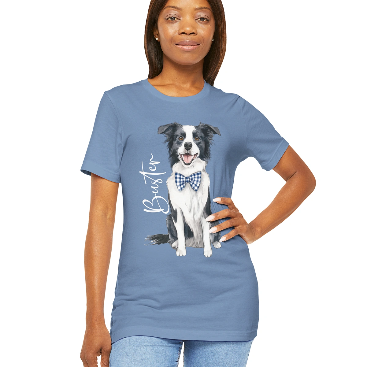 Border Collie #1 Bow Tie Personalized T shirt