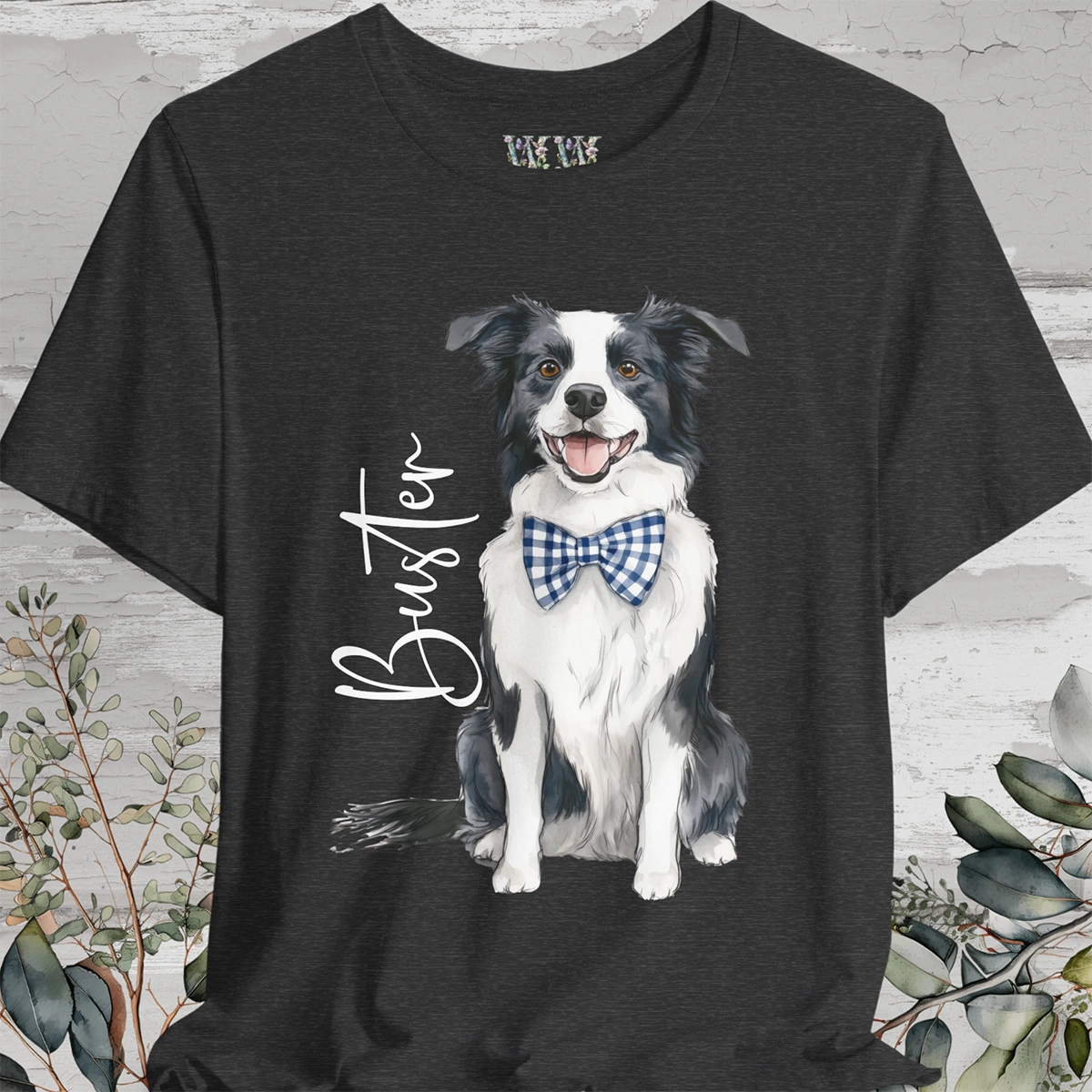 Border Collie #1 Bow Tie Personalized T shirt