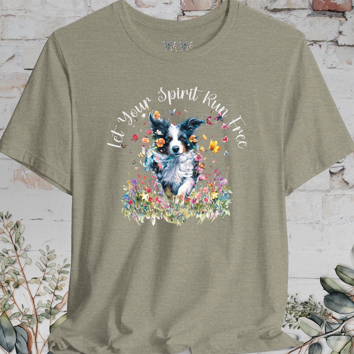 Border Collie #1 'Let your spirit run free' T shirt