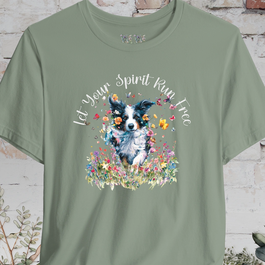 Border Collie #1 'Let your spirit run free' T shirt