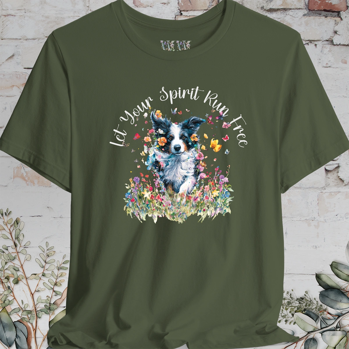 Border Collie #1 'Let your spirit run free' T shirt