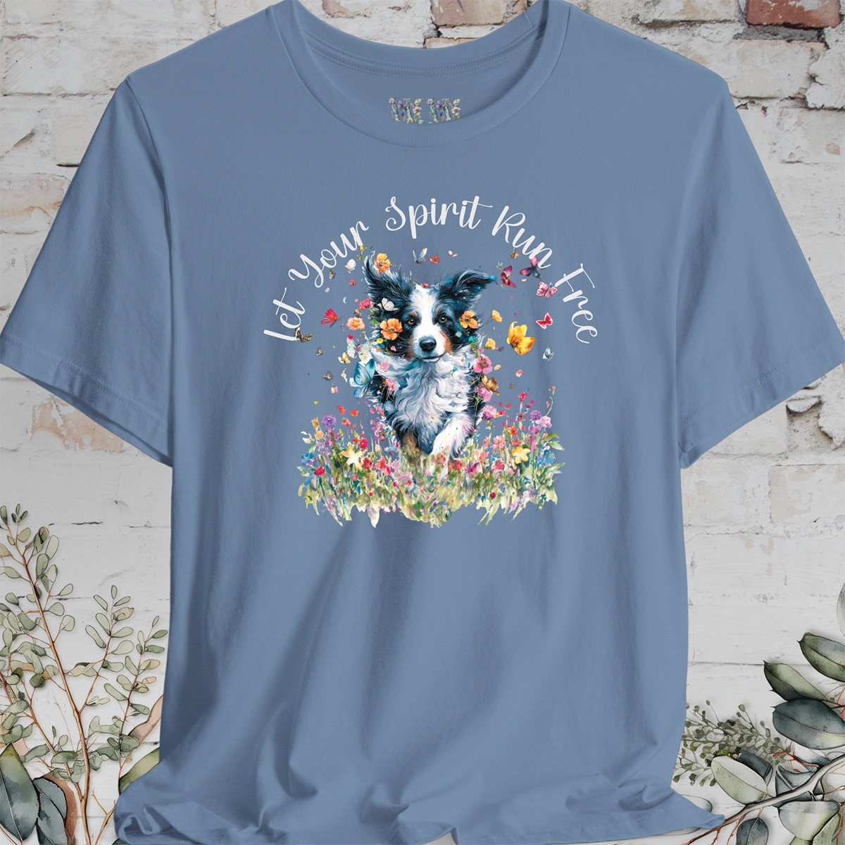 Border Collie #1 'Let your spirit run free' T shirt