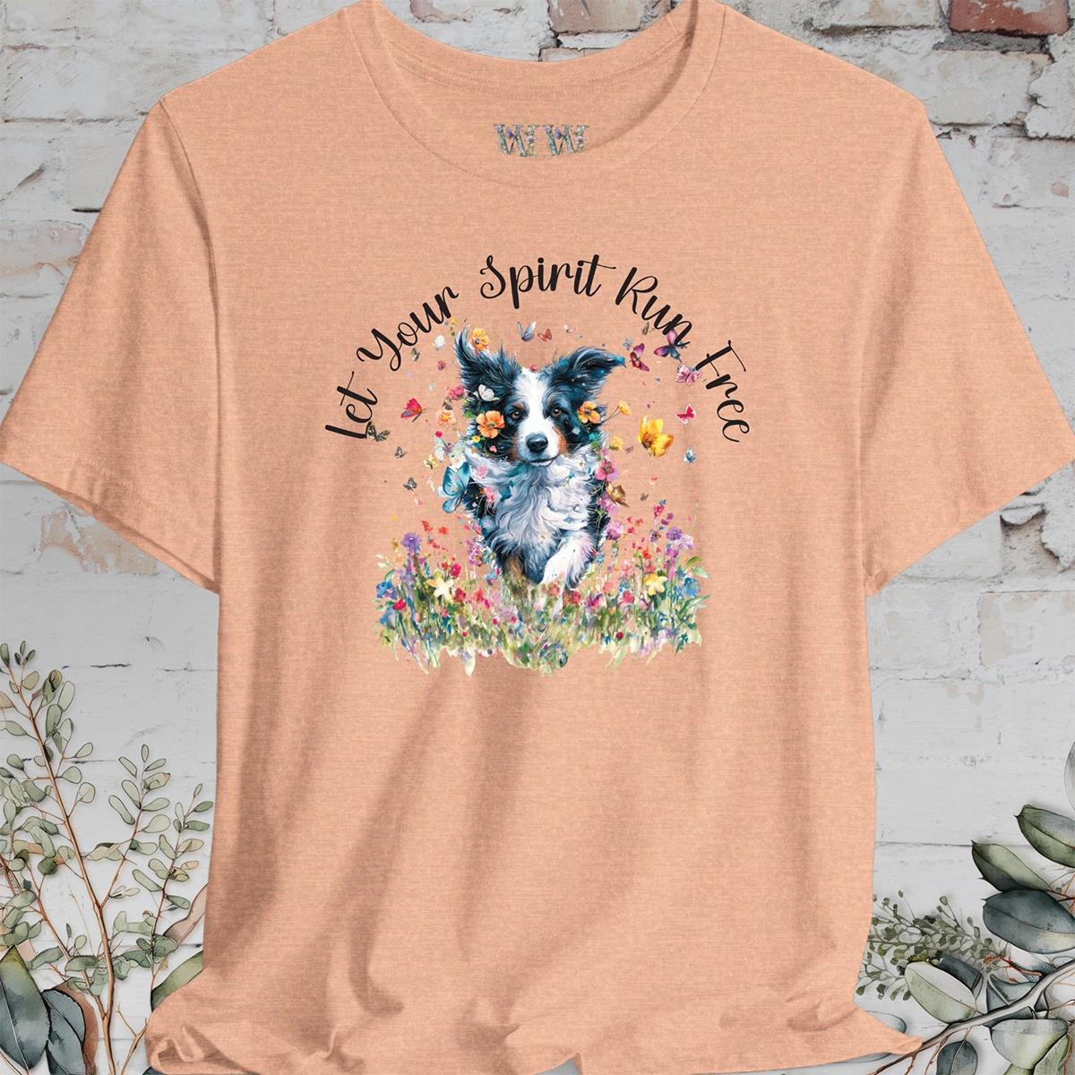 Border Collie #1 'Let your spirit run free' T shirt