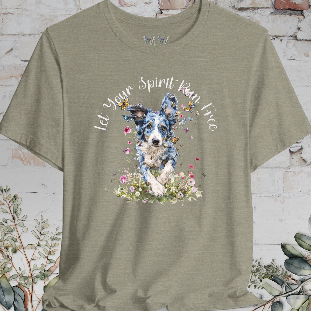 Border Collie #2 'Let your spirit run free' T shirt
