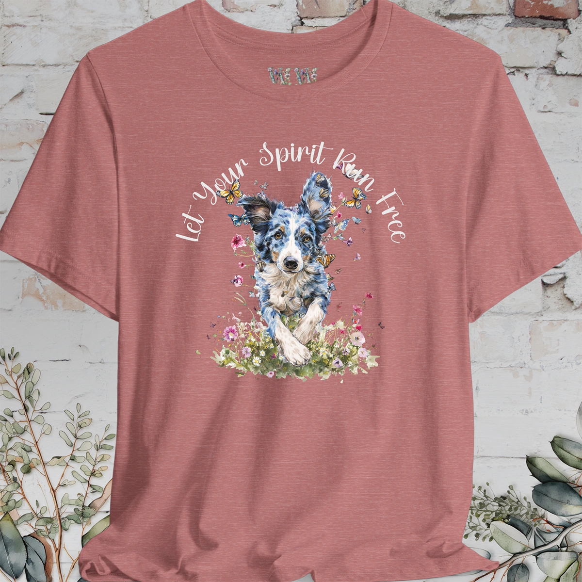 Border Collie #2 'Let your spirit run free' T shirt