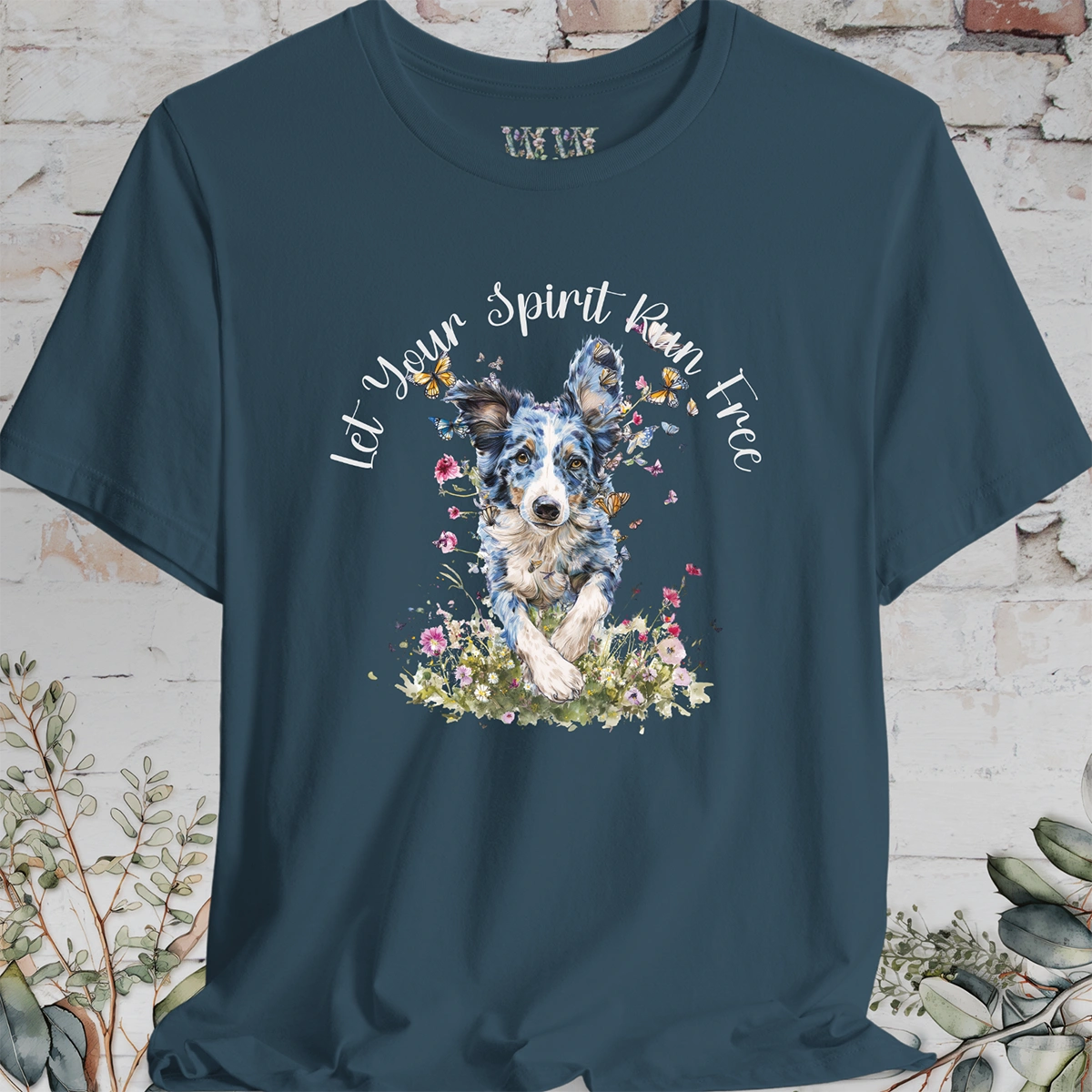 Border Collie #2 'Let your spirit run free' T shirt