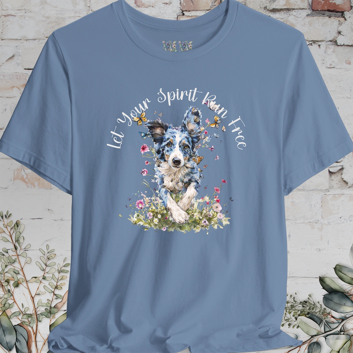 Border Collie #2 'Let your spirit run free' T shirt