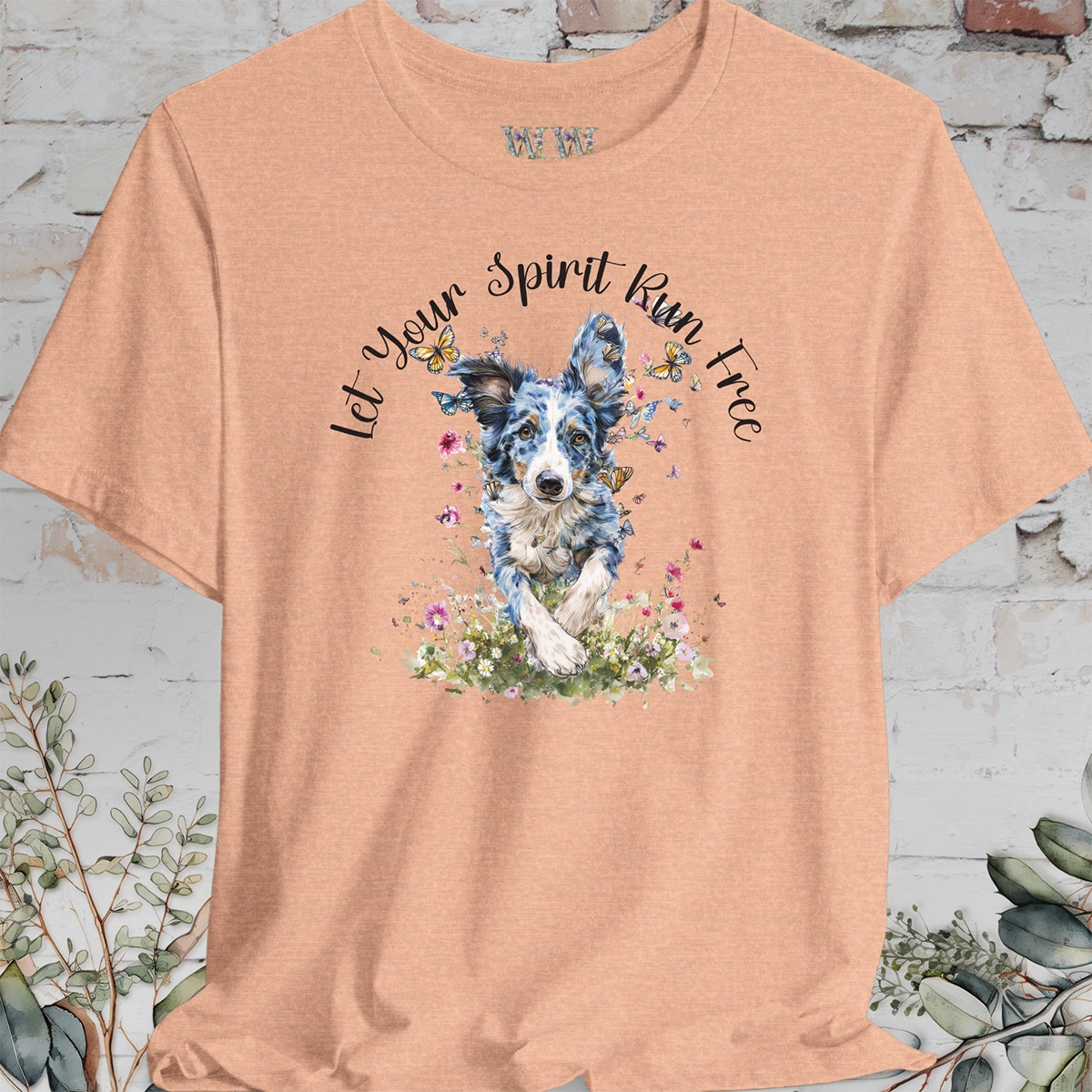 Border Collie #2 'Let your spirit run free' T shirt