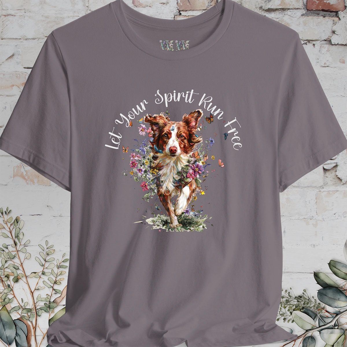Border Collie #3 'Let your spirit run free' T shirt
