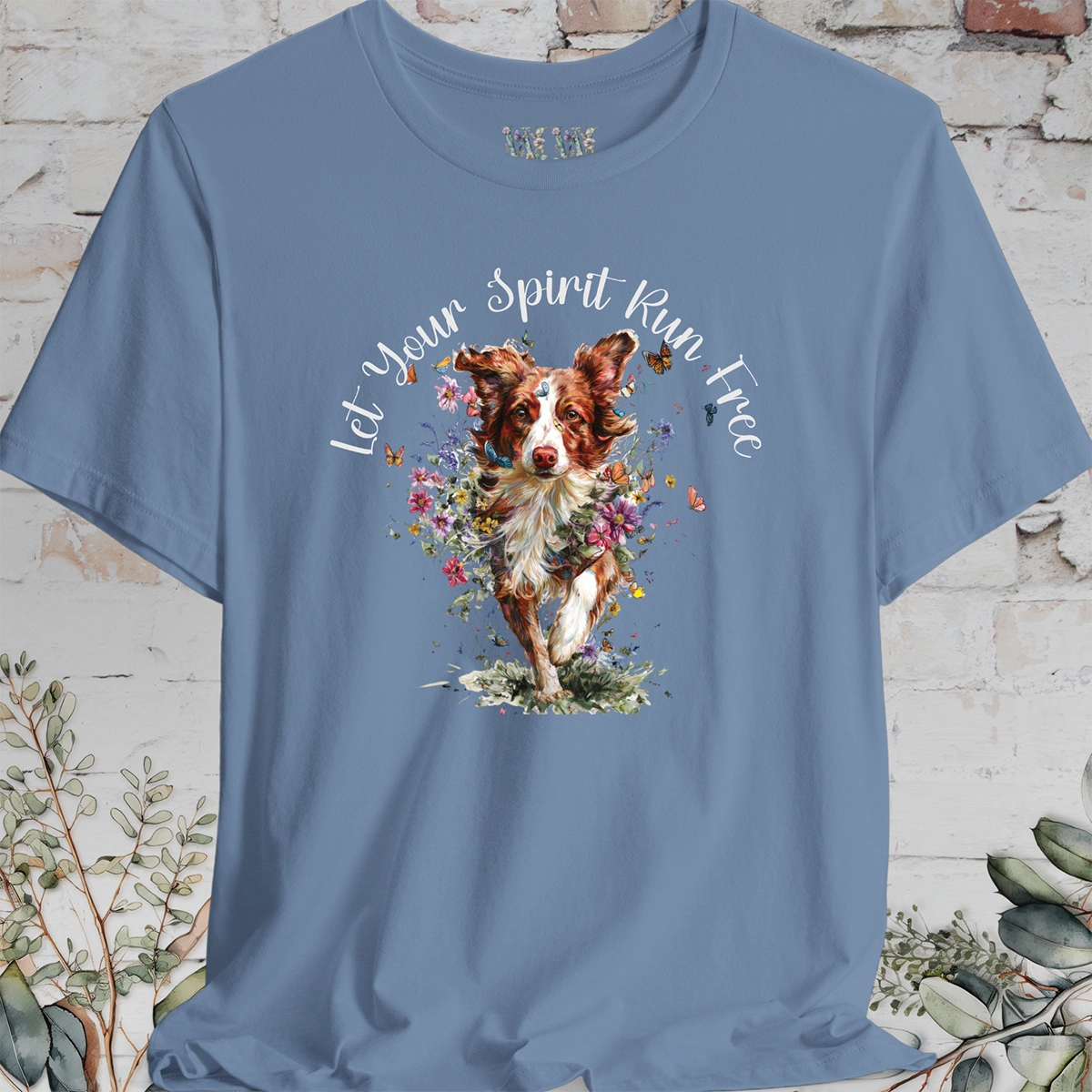 Border Collie #3 'Let your spirit run free' T shirt