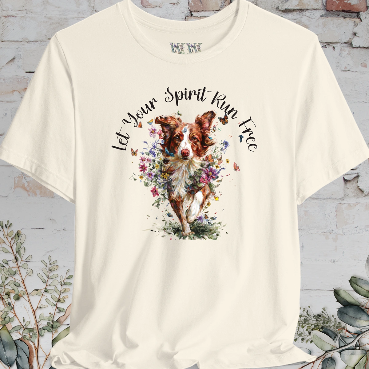 Border Collie #3 'Let your spirit run free' T shirt