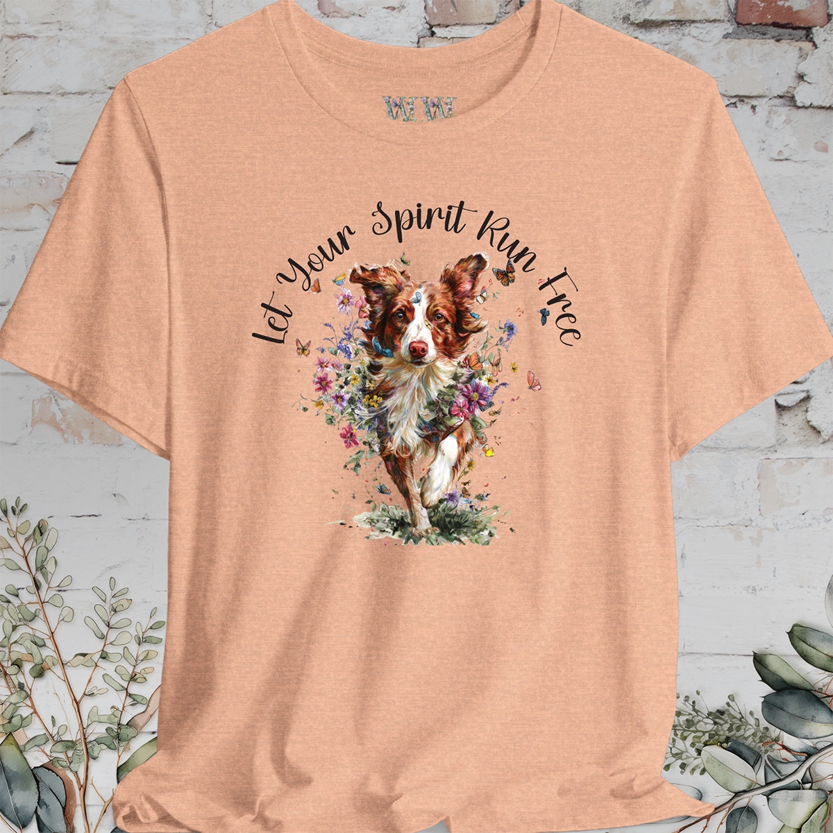 Border Collie #3 'Let your spirit run free' T shirt