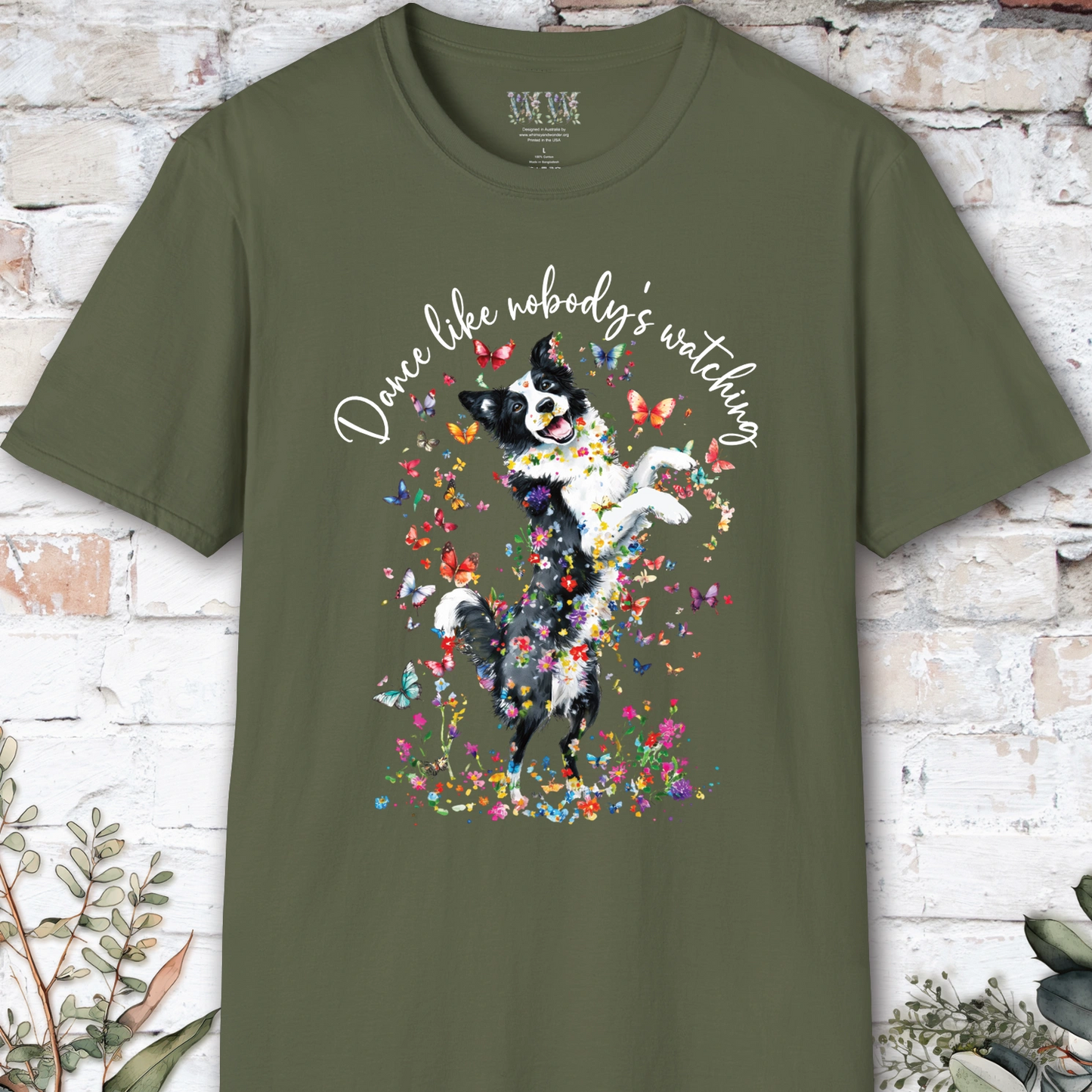 Border Collie "Dance like nobody's watching" unisex T shirt