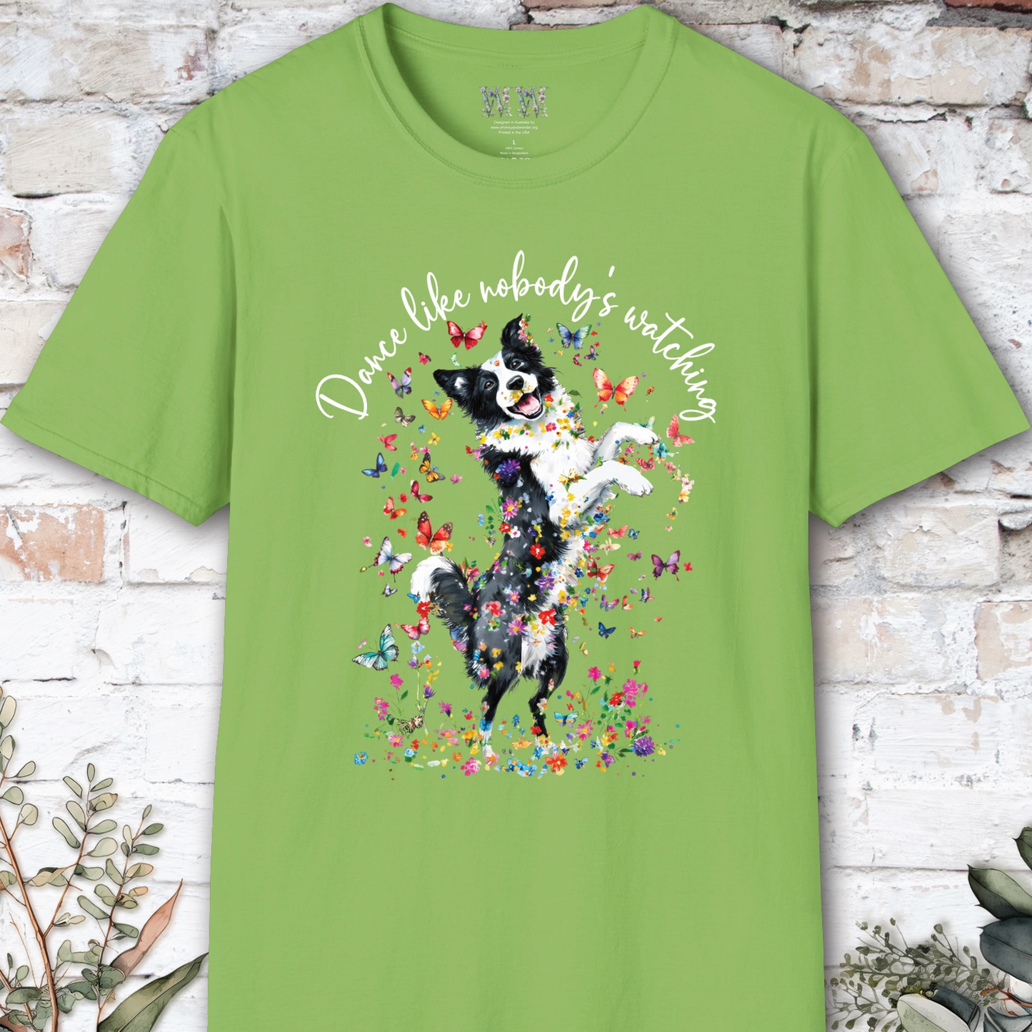 Border Collie "Dance like nobody's watching" unisex T shirt