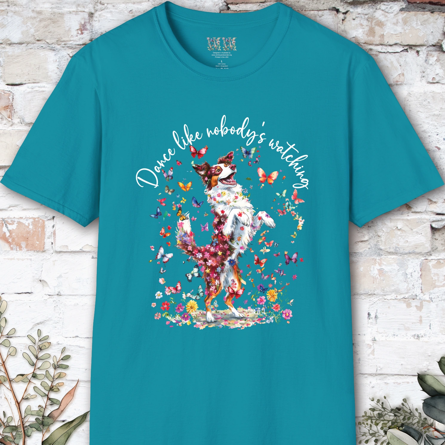 Border Collie Red Merle "Dance like nobody's watching" unisex T shirt