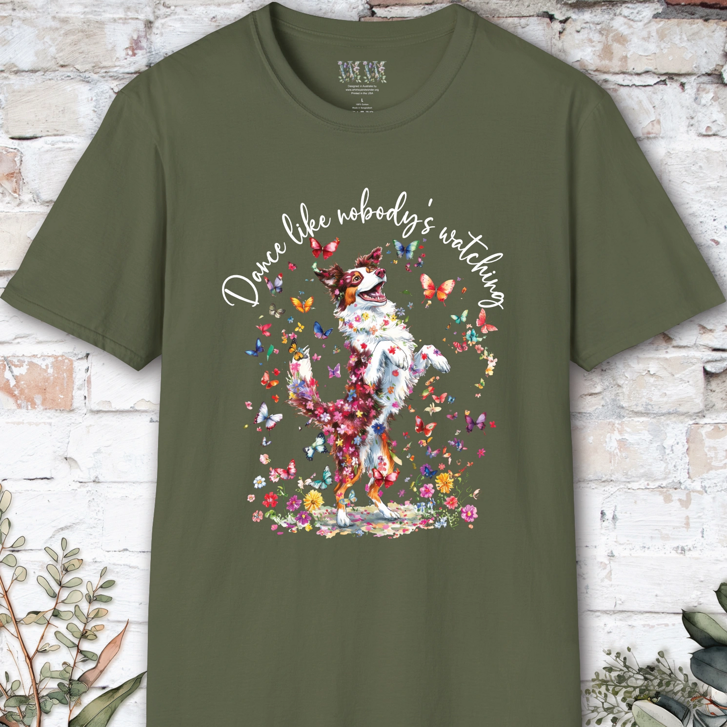 Border Collie Red Merle "Dance like nobody's watching" unisex T shirt