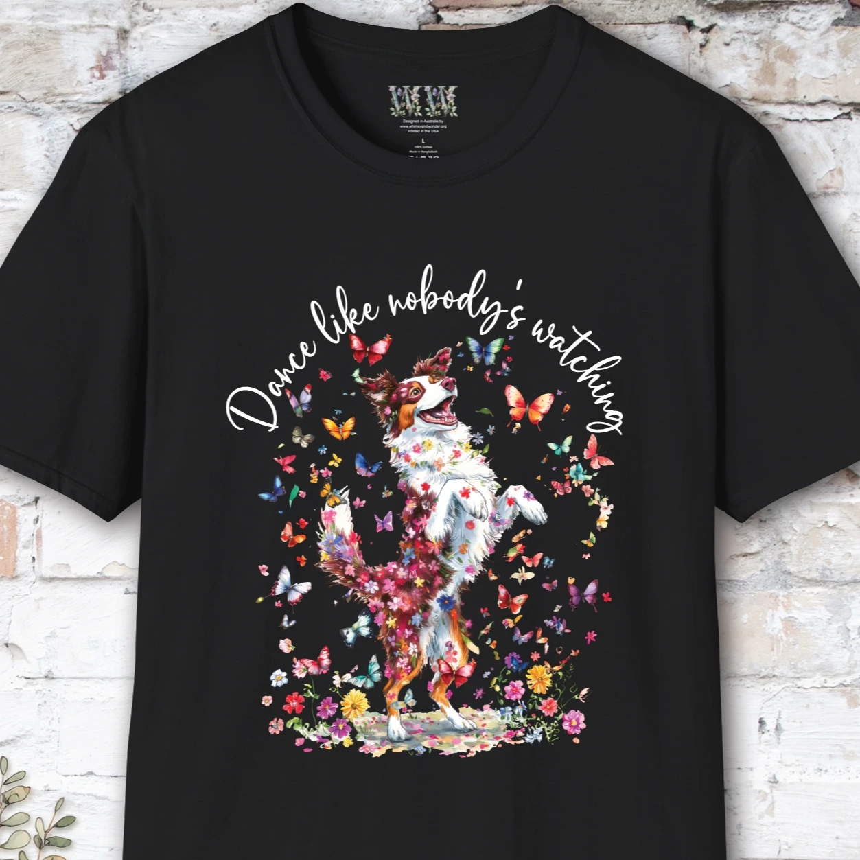 Border Collie Red Merle "Dance like nobody's watching" unisex T shirt