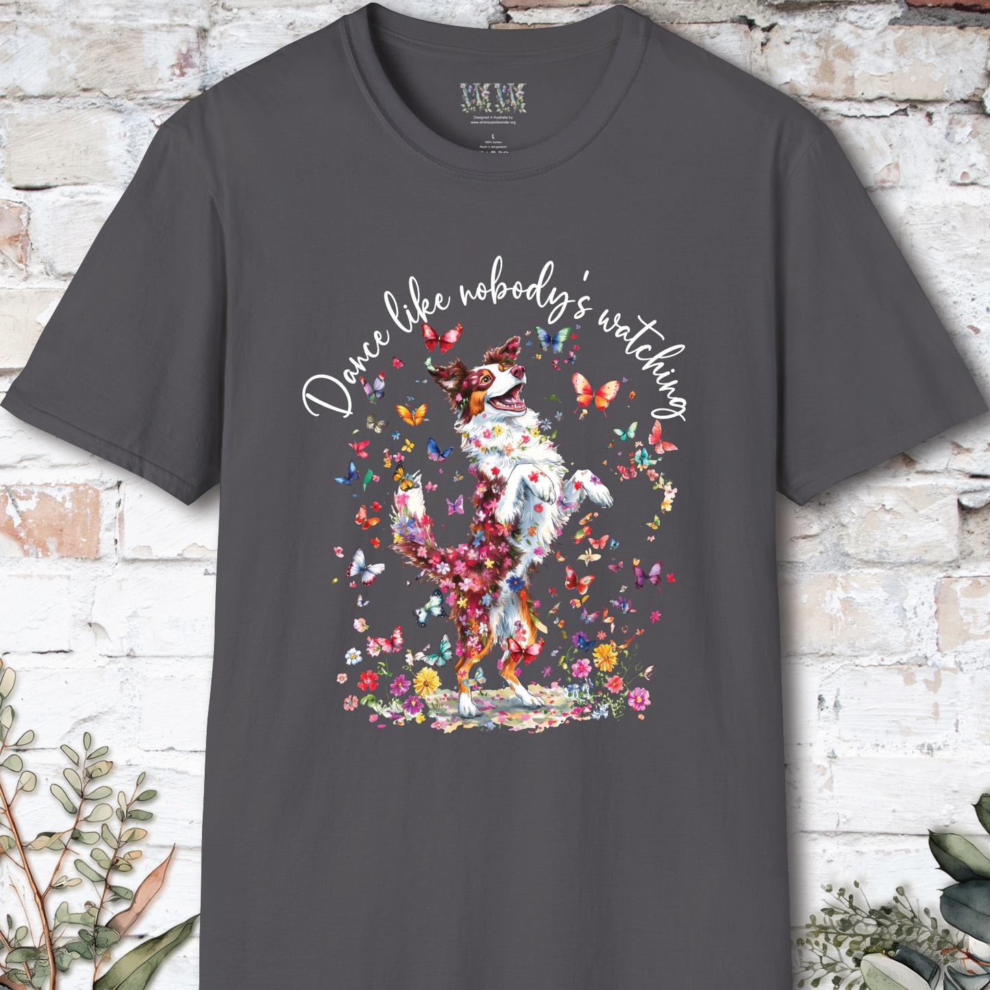Border Collie Red Merle "Dance like nobody's watching" unisex T shirt