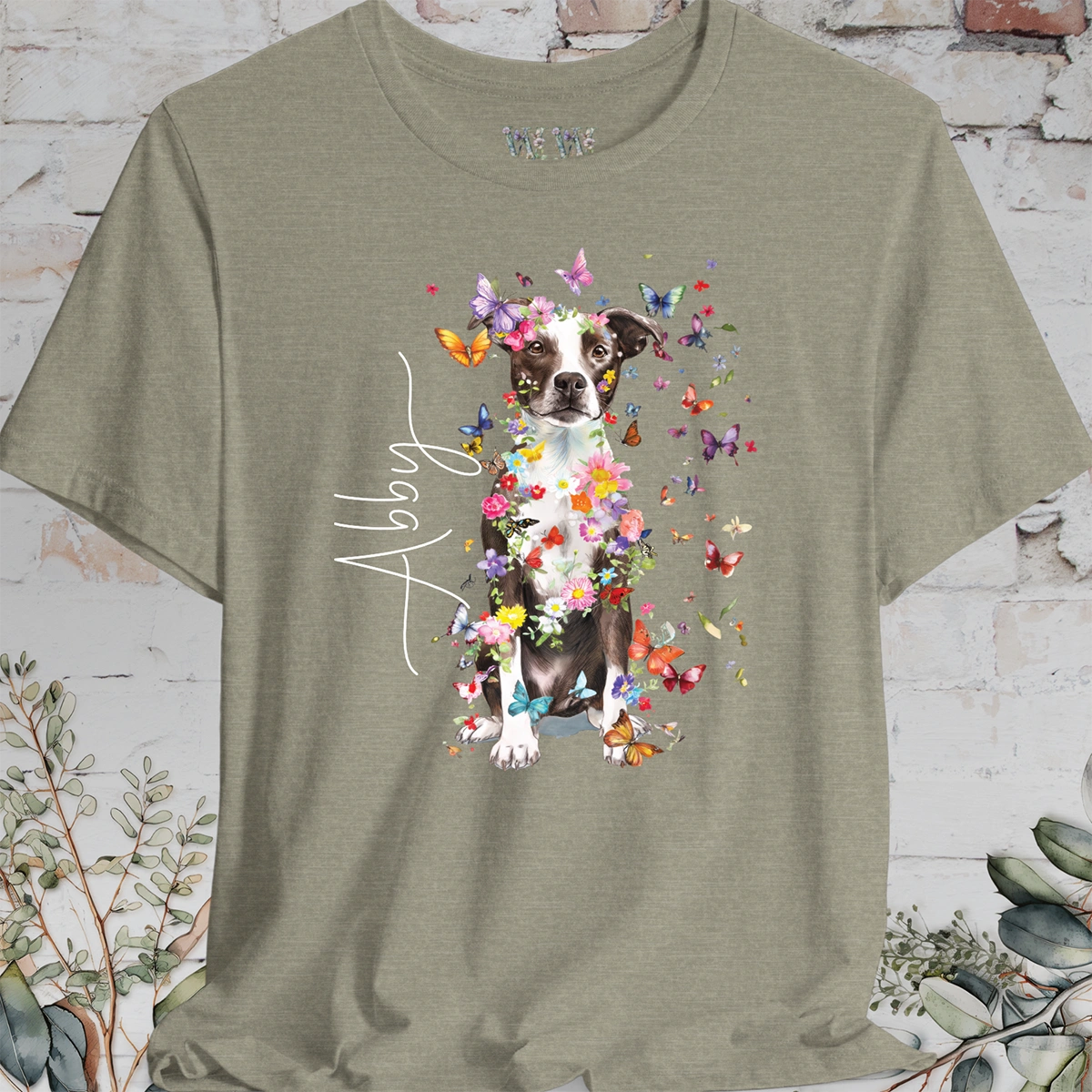 Box Terrier Personalized Floral T shirt