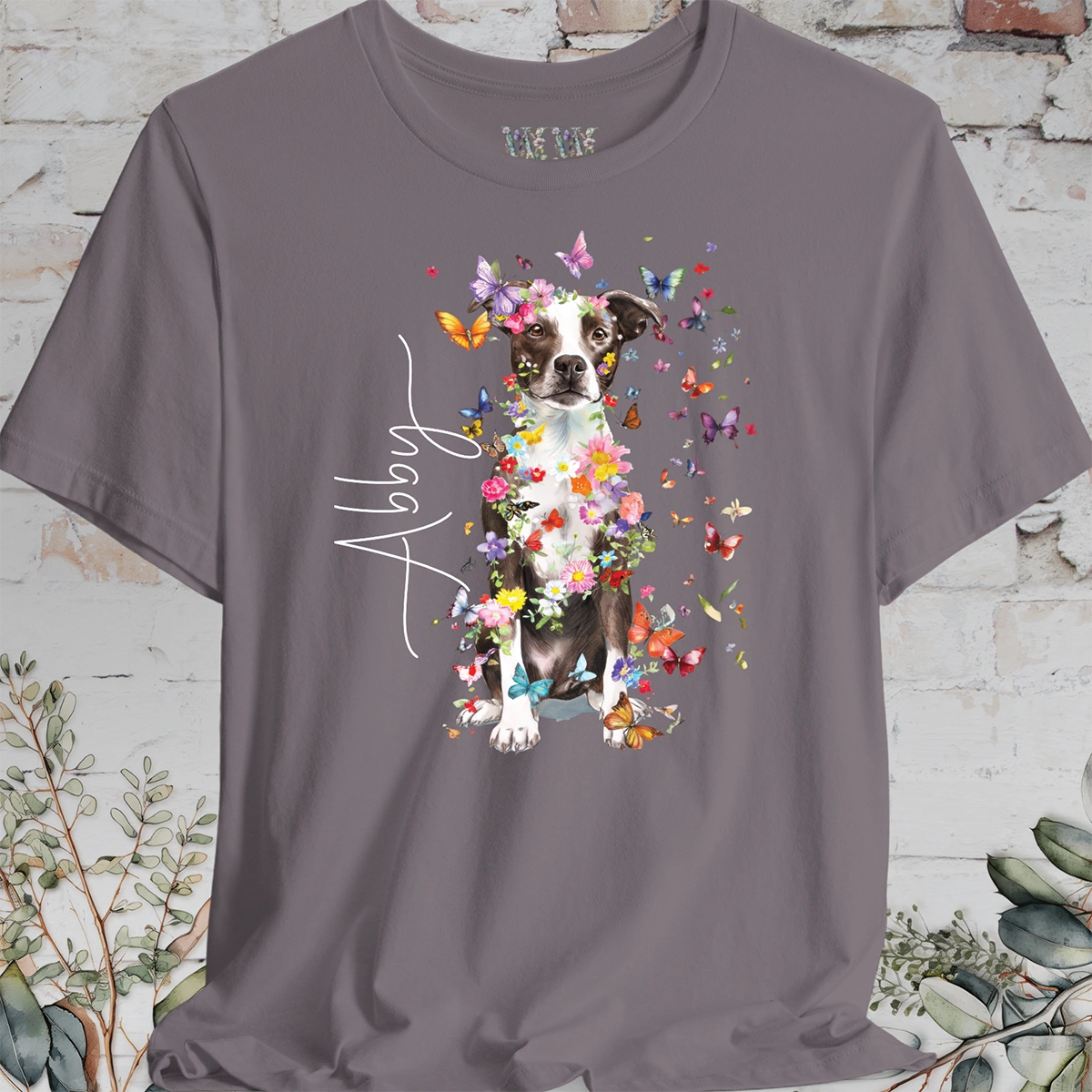 Box Terrier Personalized Floral T shirt