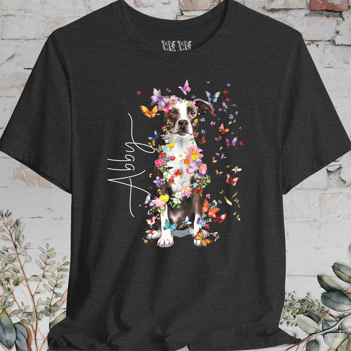 Box Terrier Personalized Floral T shirt