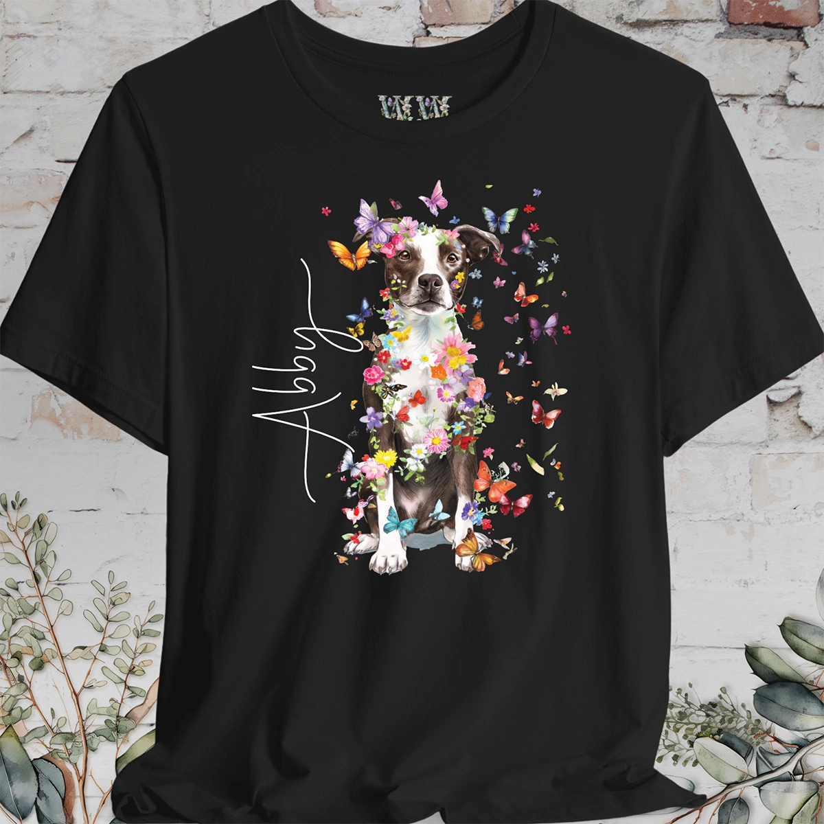 Box Terrier Personalized Floral T shirt
