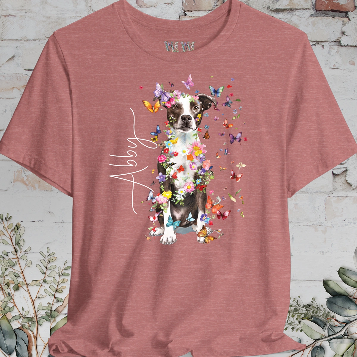 Box Terrier Personalized Floral T shirt