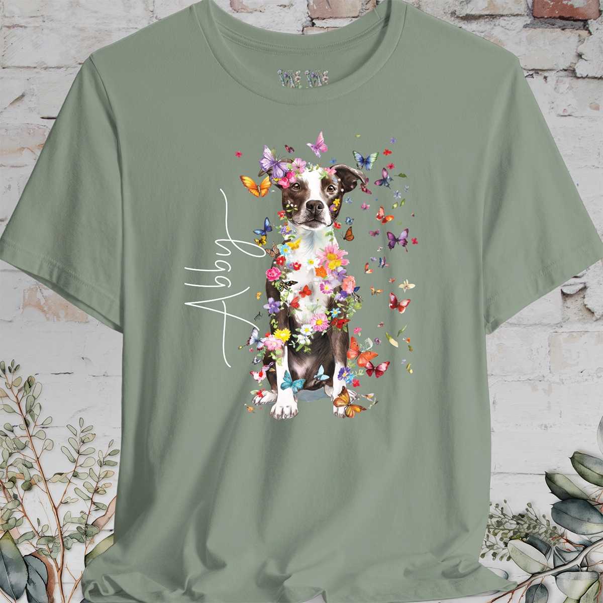 Box Terrier Personalized Floral T shirt
