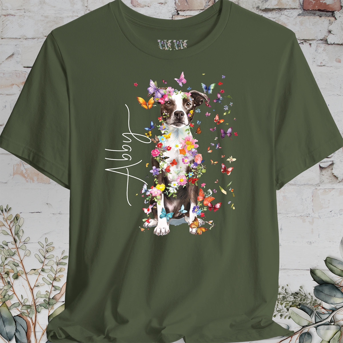 Box Terrier Personalized Floral T shirt