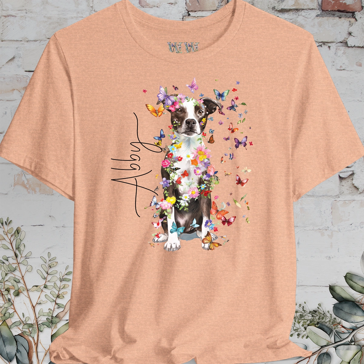 Box Terrier Personalized Floral T shirt
