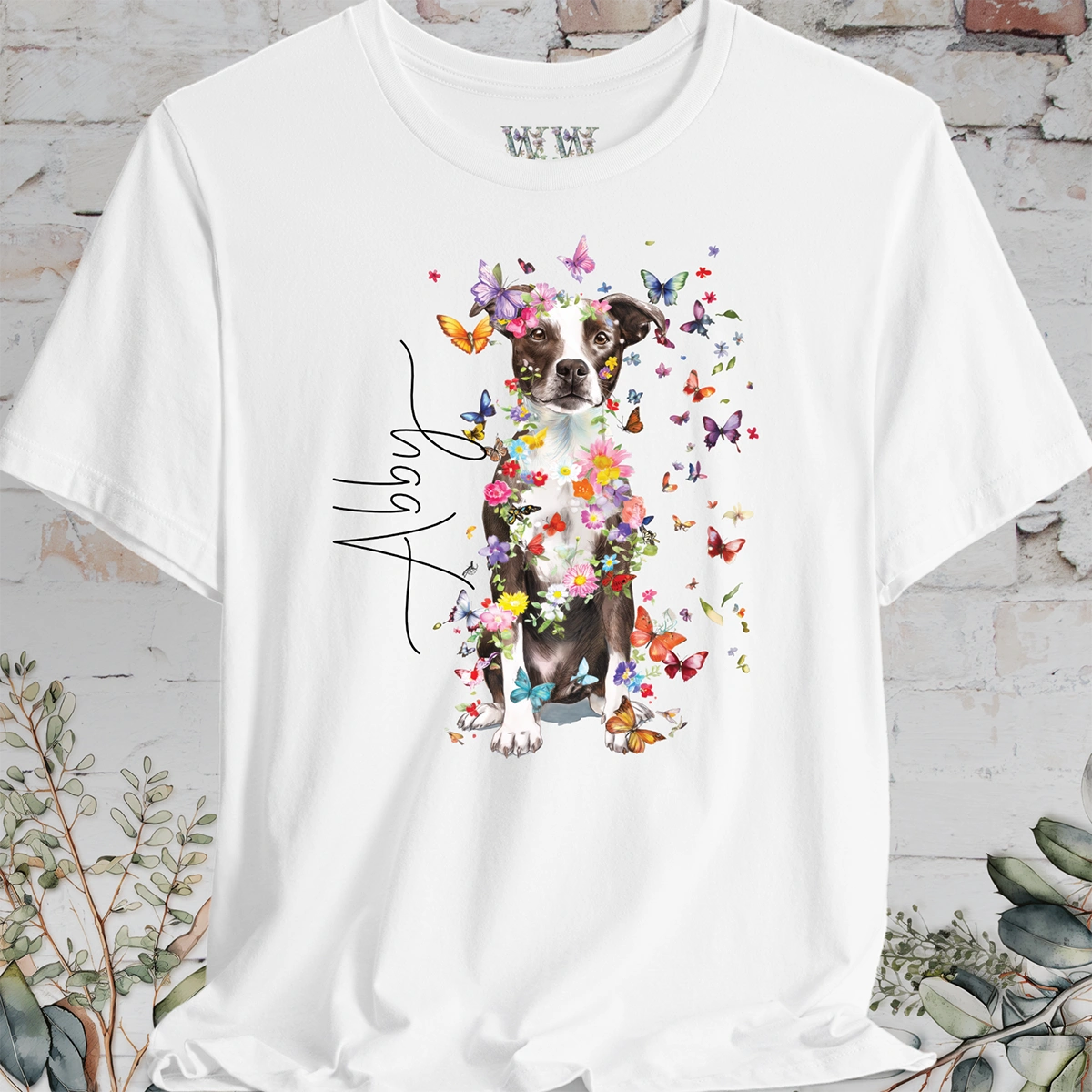 Box Terrier Personalized Floral T shirt