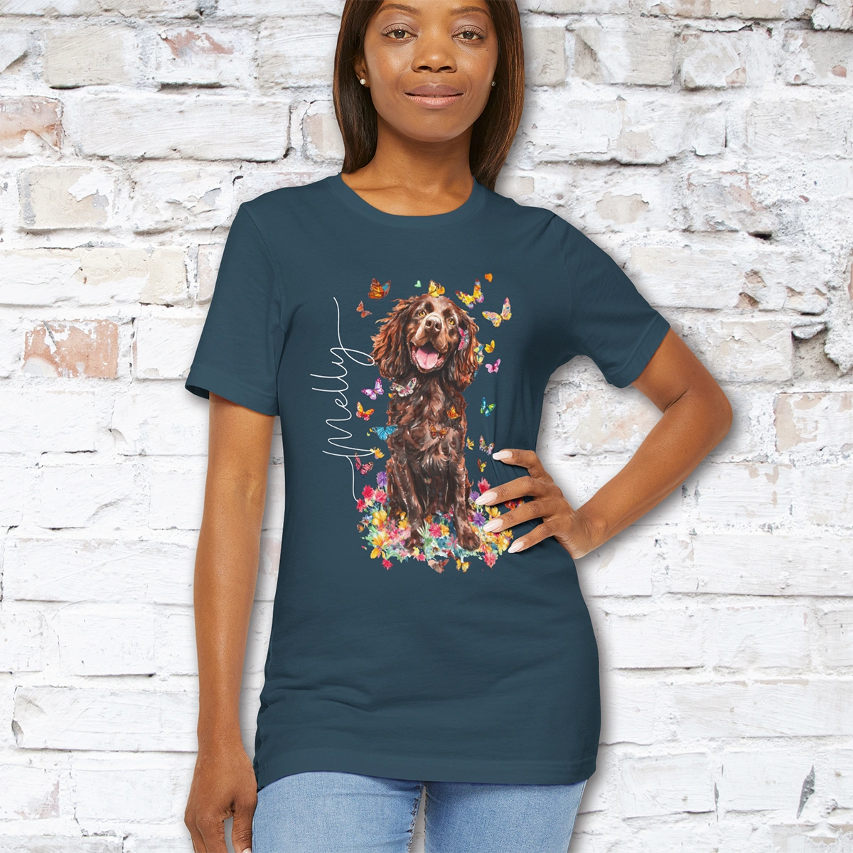 Boykin Spaniel Floral Personalized T shirt
