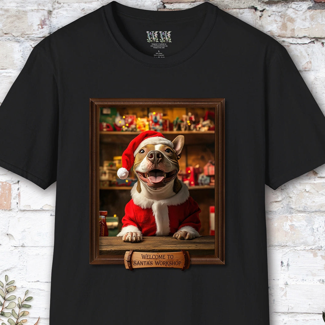 British Bull Terrier Santa's Workshop Unisex T shirt