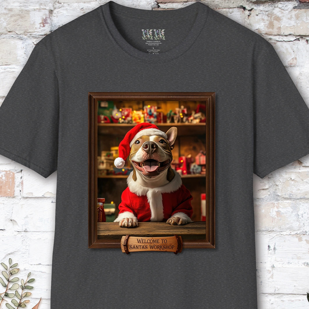 British Bull Terrier Santa's Workshop Unisex T shirt