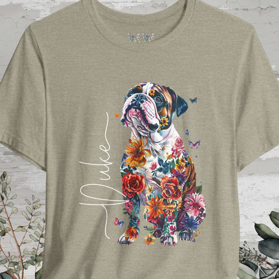 British/English Bulldog Floral Personalized T shirt