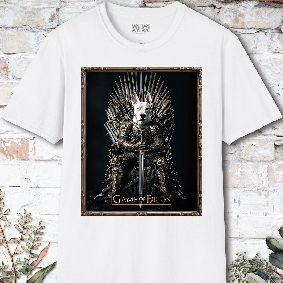 Bull Terrier Game of Bones, Unisex T shirt