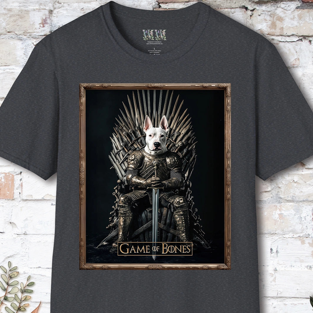 Bull Terrier Game of Bones, Unisex T shirt