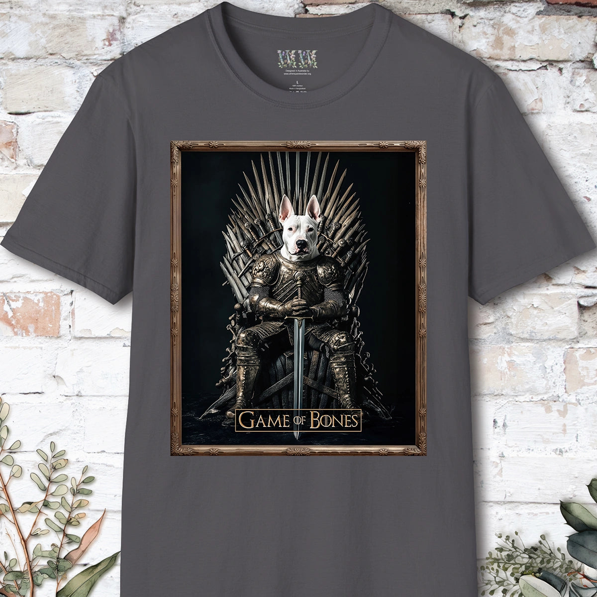 Bull Terrier Game of Bones, Unisex T shirt