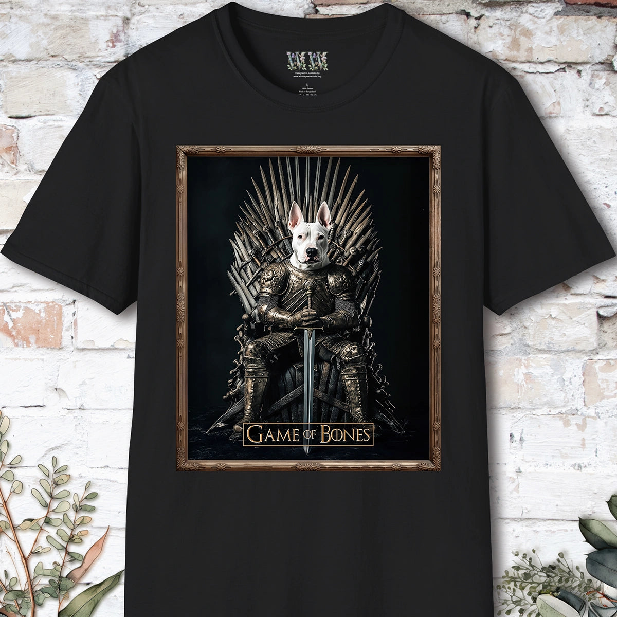 Bull Terrier Game of Bones, Unisex T shirt