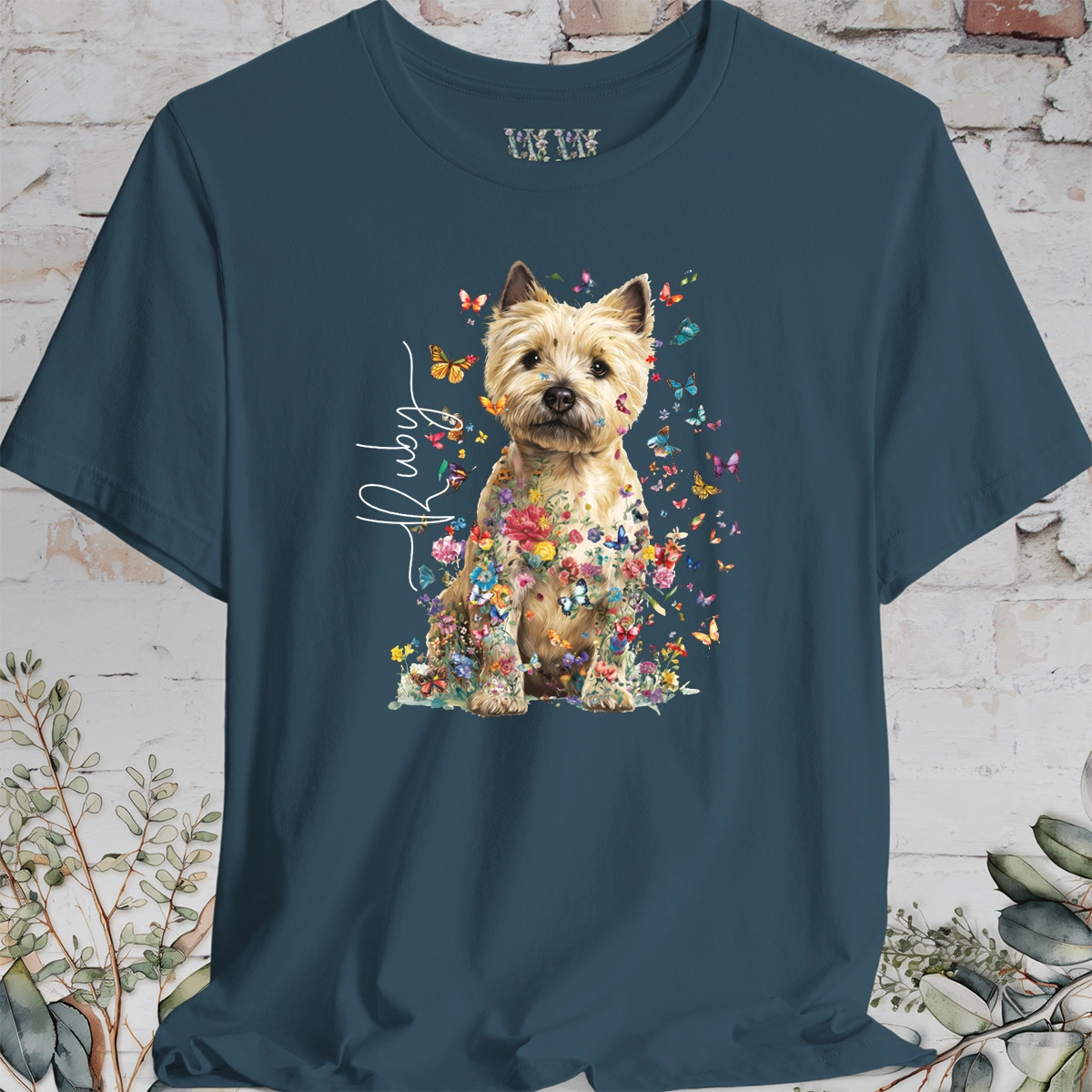 Cairn Terrier #3 Floral Butterfly personalized unisex T shirt
