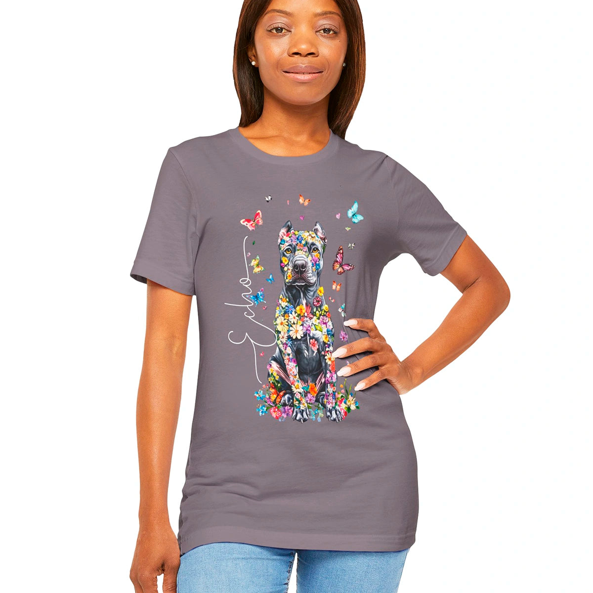 Cane Corso (Cropped ears) Floral Personalized T shirt
