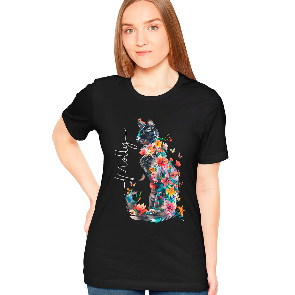 Cat #1 Floral Butterfly Personalised T shirt