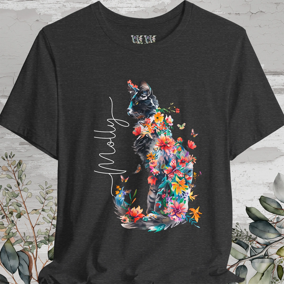 Cat #1 Floral Butterfly Personalised T shirt