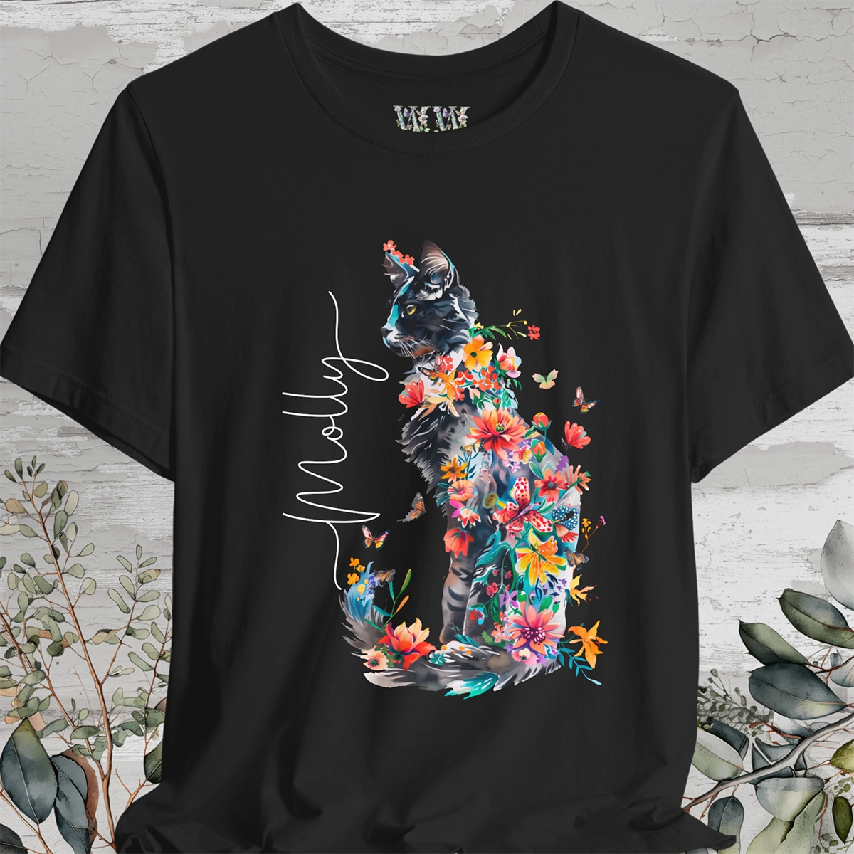 Cat #1 Floral Butterfly Personalised T shirt