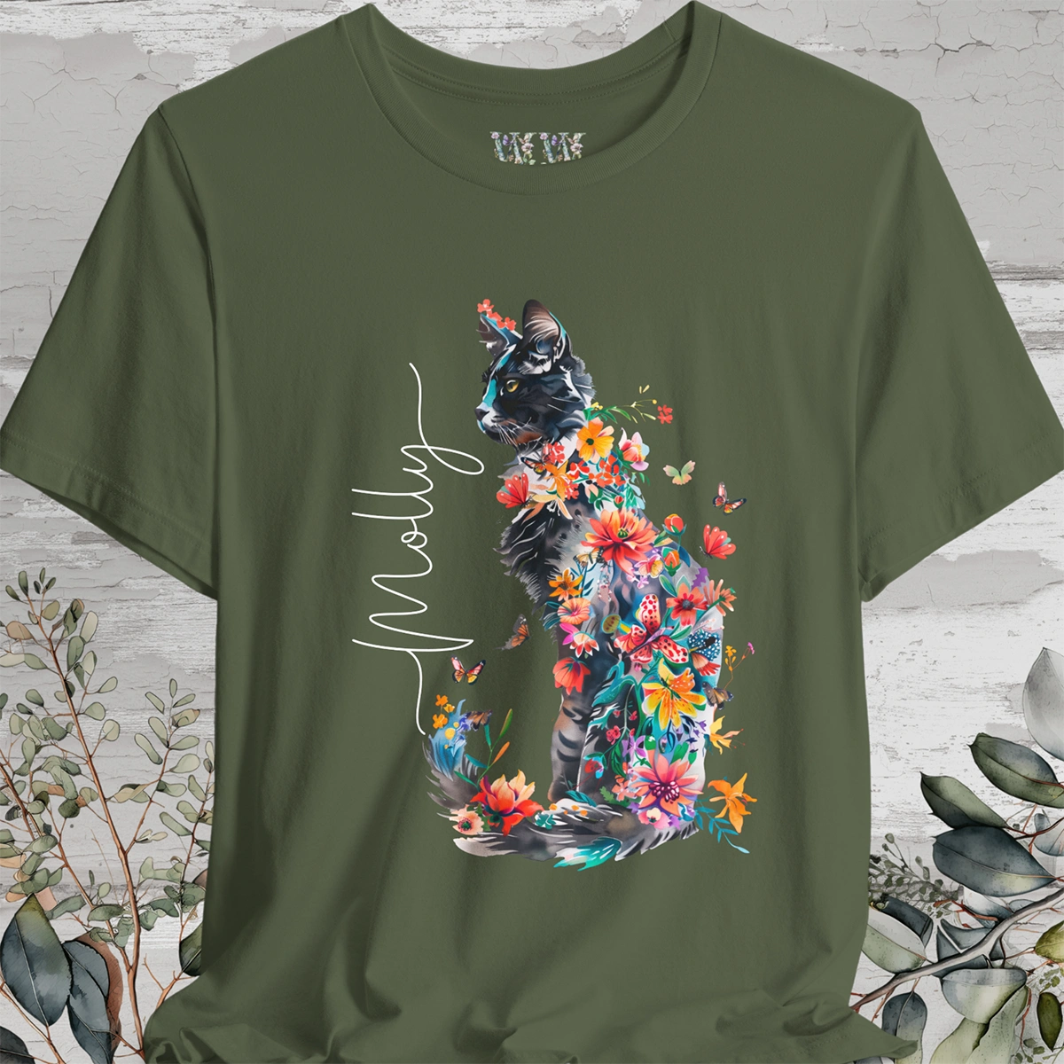 Cat #1 Floral Butterfly Personalised T shirt