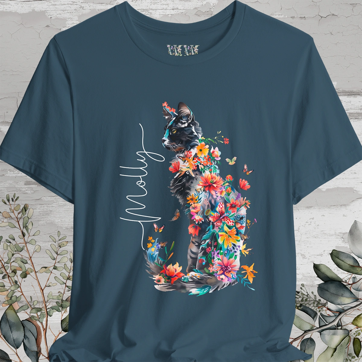 Cat #1 Floral Butterfly Personalised T shirt