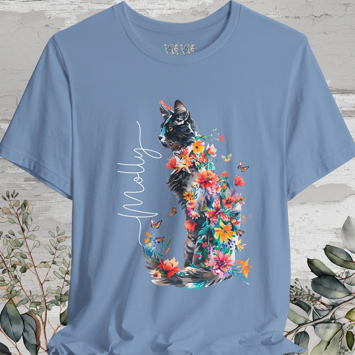 Cat #1 Floral Butterfly Personalised T shirt